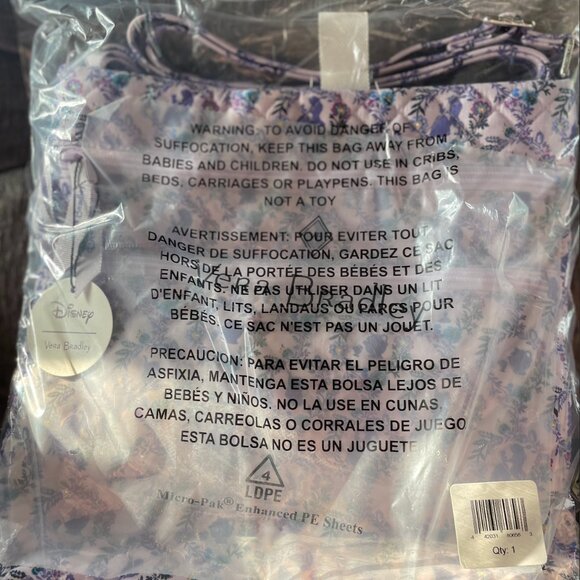 Vera Bradley Beauty & the Beast Purple Quilted Crossbody Bag NWT - Picture 4 of 7